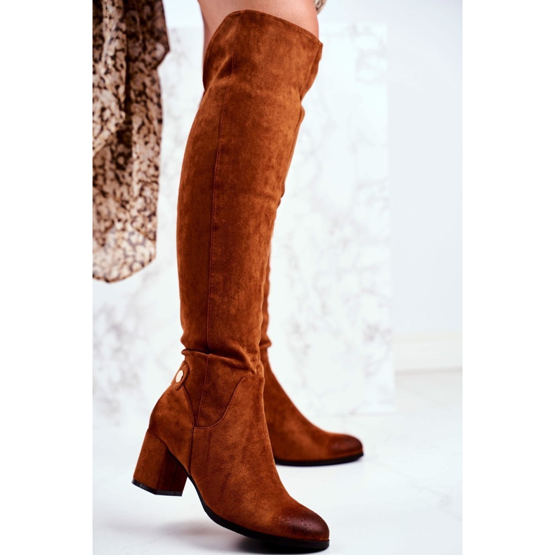 Vinceza Damenstiefel mit Absatz Wildleder Camel Torgos braun 1