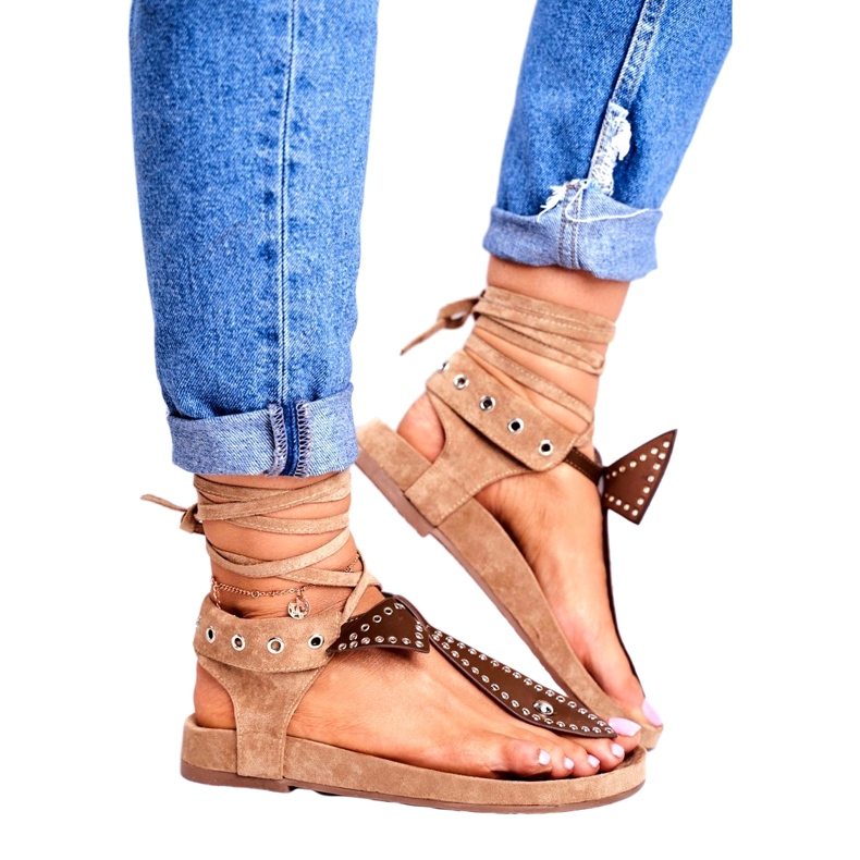 Lu Boo Damen Braun gebundene Sandalen Japanese Mara 2