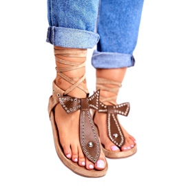 Lu Boo Damen Braun gebundene Sandalen Japanese Mara 1