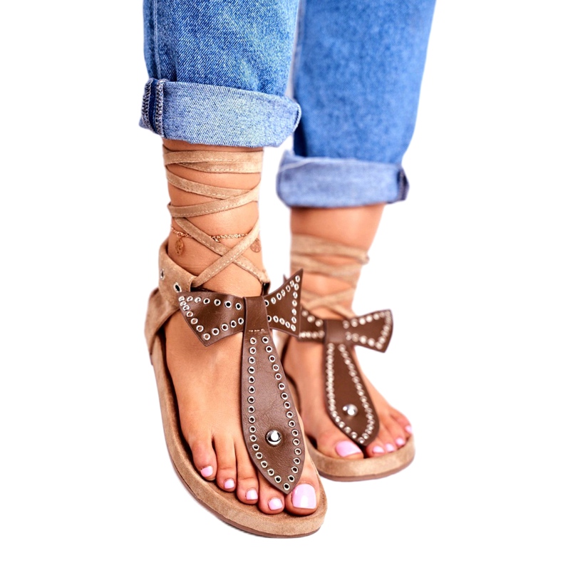 Lu Boo Damen Braun gebundene Sandalen Japanese Mara 1