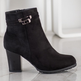 Goodin Schwarze Stiefel mit dekorativem Gürtel 2