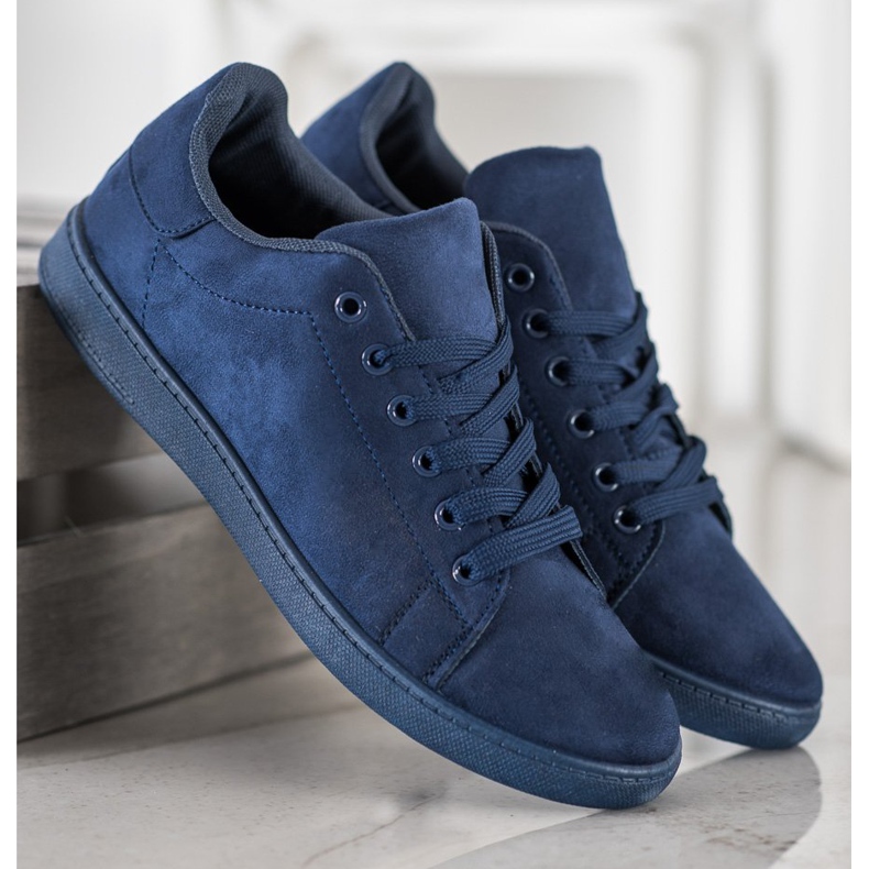 SHELOVET Sneakers aus Wildleder in Marineblau 1