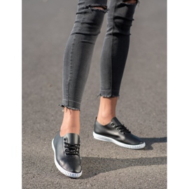 SHELOVET Schwarze Sneakers mit Öko-Leder 1