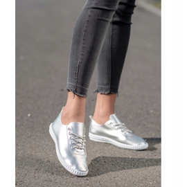 SHELOVET Silberne Sneakers mit Öko-Leder 1