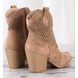 Erynn Beige durchbrochene Cowboystiefel 2
