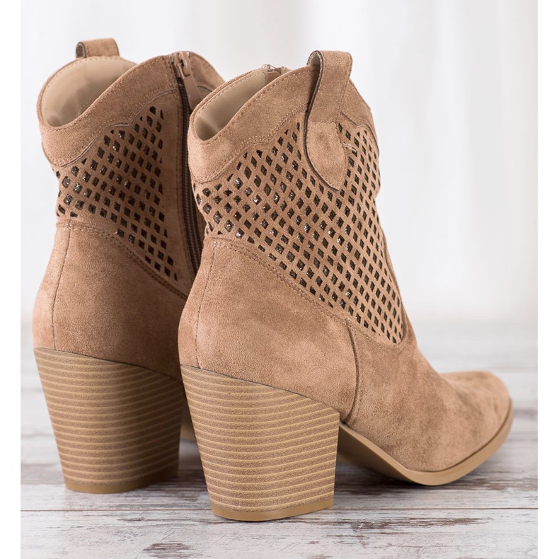 Erynn Beige durchbrochene Cowboystiefel 2