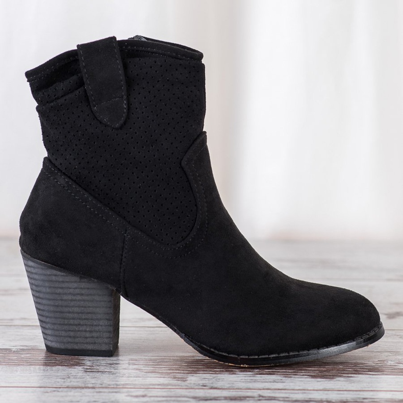 Bestelle Klassische durchbrochene Cowboystiefel schwarz 2