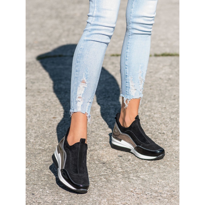 VINCEZA Leder Slip-On Schuhe schwarz 2