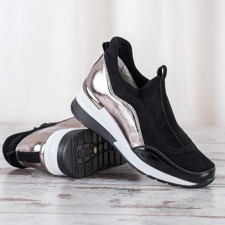 VINCEZA Leder Slip-On Schuhe schwarz 1