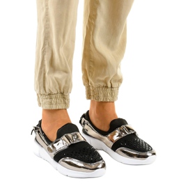 Sportschuhe zum Hineinschlüpfen in Schwarz und Gold B120-2 golden 1