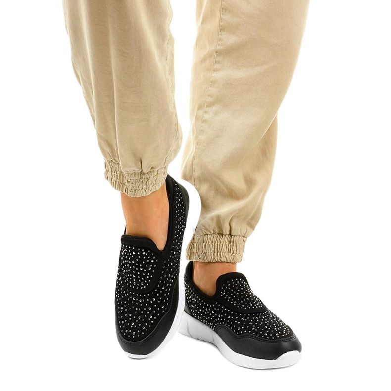 Schwarz-weiße Sportschuhe zum Hineinschlüpfen B84-1 1