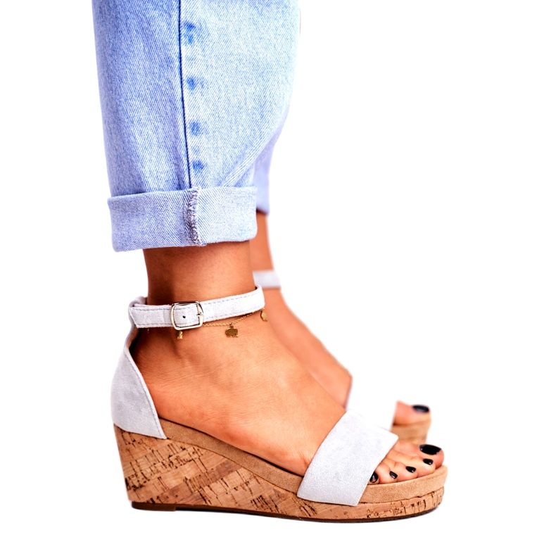 SEA Damen Sandalen mit Keilabsatz Grau MarryMe 3