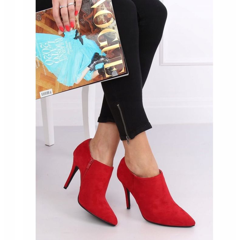 Rote Wildlederschuhe mit Stilettoabsatz TX-1850 Red 1