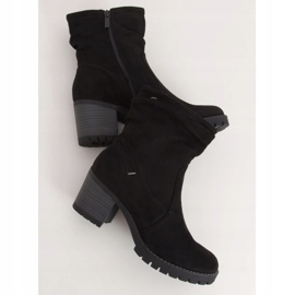 Schwarze Stiefel mit weiten Absätzen QQ-02 Schwarz 1
