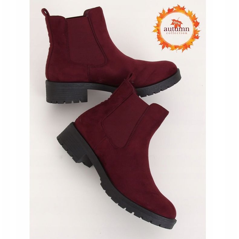 Damen Chelsea Boots kastanienbraun JY2000 Burgund rot 1