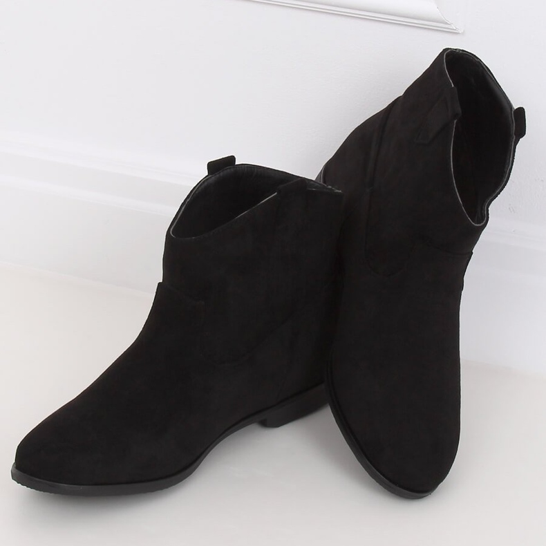 Schwarz TX-1876 Schwarze flache Cowboystiefel 2