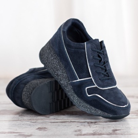 Filippo Sneakers aus Leder mit Glitzer-Plattform blau 2