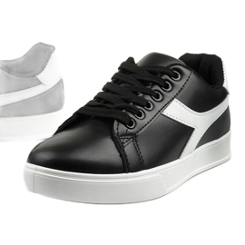 Schwarze stylische Damen Sneaker LV99P-1 weiß 1