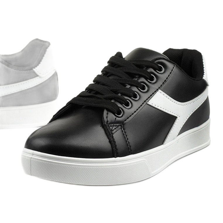 Schwarze stylische Damen Sneaker LV99P-1 weiß 1