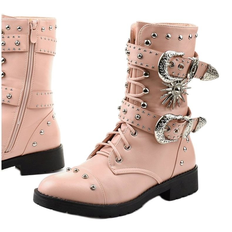 Flache Stiefeletten in Pink mit Feldman-Schnallen rosa 1