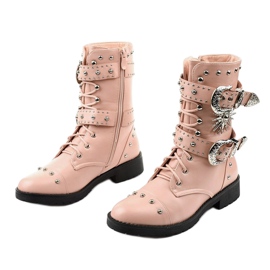 Flache Stiefeletten in Pink mit Feldman-Schnallen rosa 2