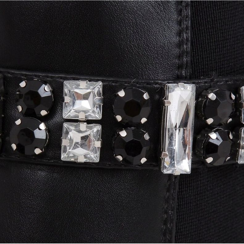 Stiefel verziert mit Steinen schwarz CH19176 Black 1