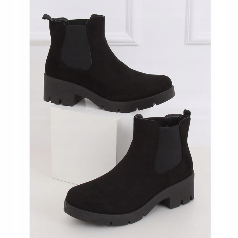 Schwarze Chelsea-Boots mit dicker Sohle 9996-8 Schwarz 1