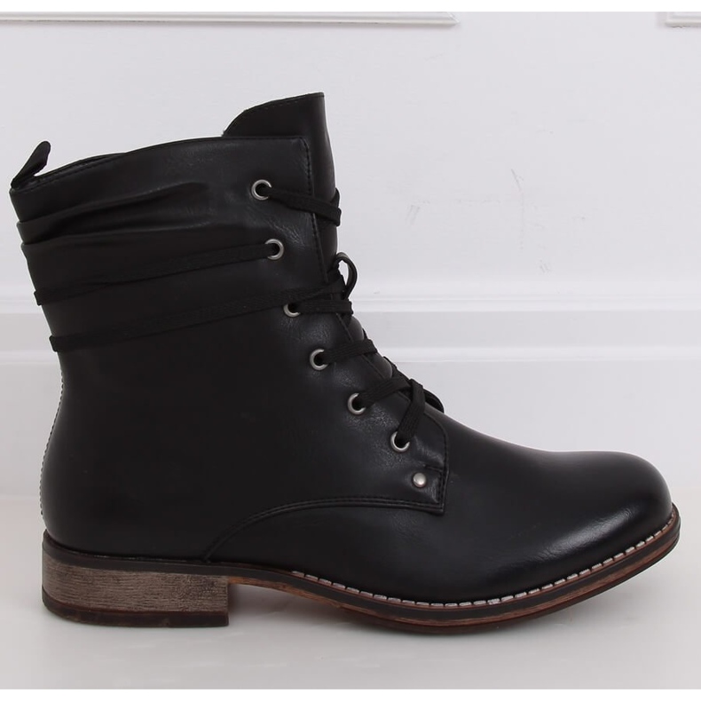 Schwarze Stiefel Schnürschuhe schwarze Stiefel PG08 Schwarz 2