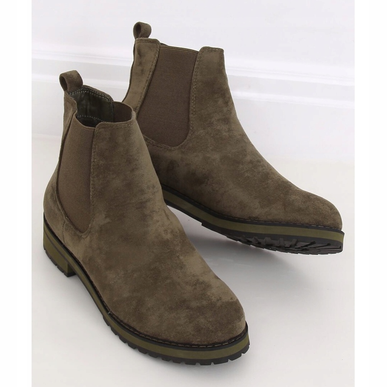 Grüne Chelsea-Stiefel für Damen F-3799 Grün 1