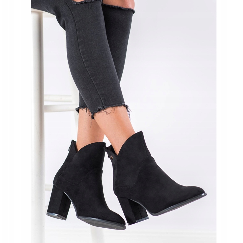 SHELOVET Stiefel mit hohen Absätzen aus Wildleder schwarz 1