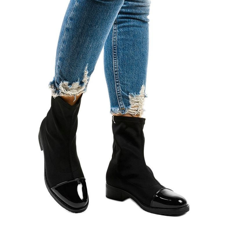 NC780 schwarze flache Slip-On Stiefel 1