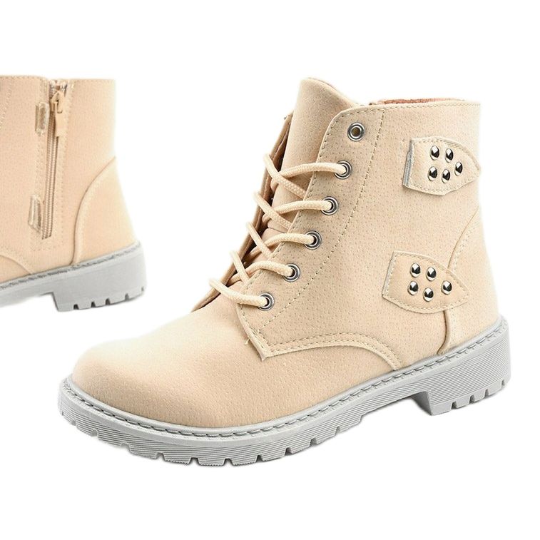 Beige Stiefel mit Delothia-Reißverschluss 1