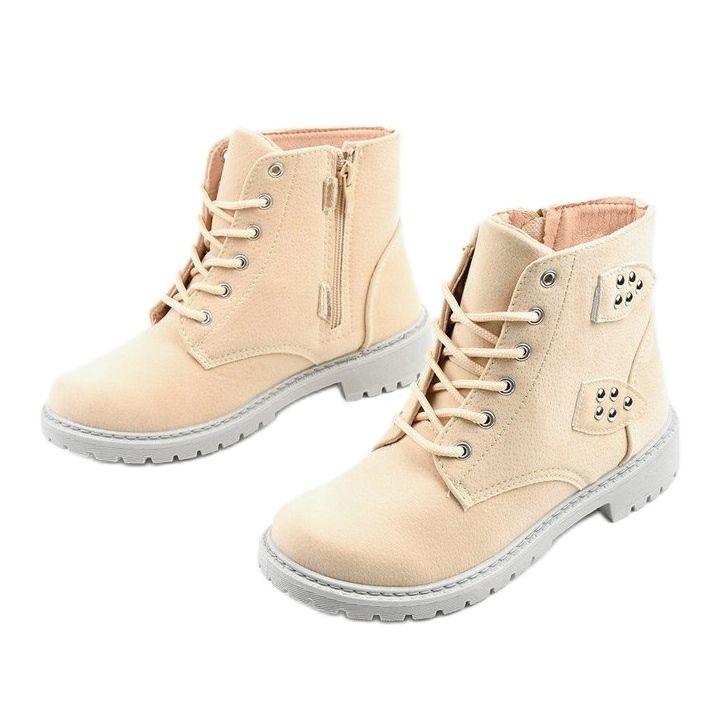 Beige Stiefel mit Delothia-Reißverschluss 2
