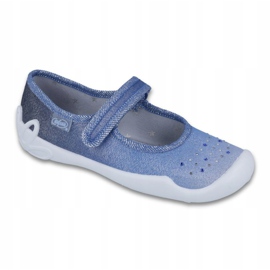 Mädchen Hausschuhe Pailletten Befado 114y316 blau grau marineblau 1