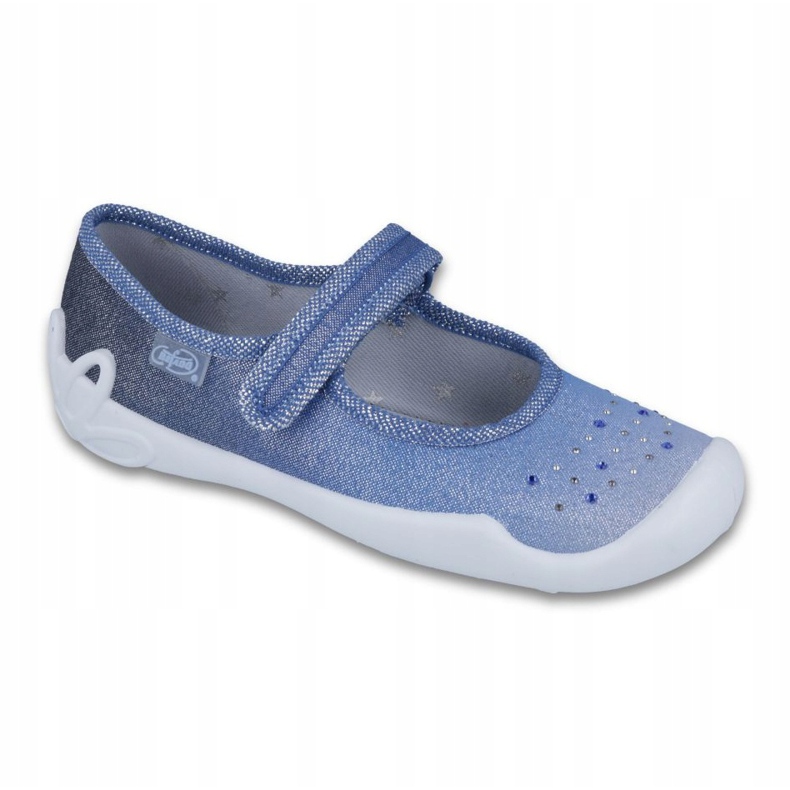 Mädchen Hausschuhe Pailletten Befado 114y316 blau grau marineblau 1