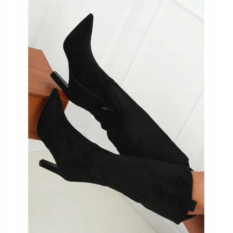 Schwarze High Heels Stiefel RB72P Schwarz 1