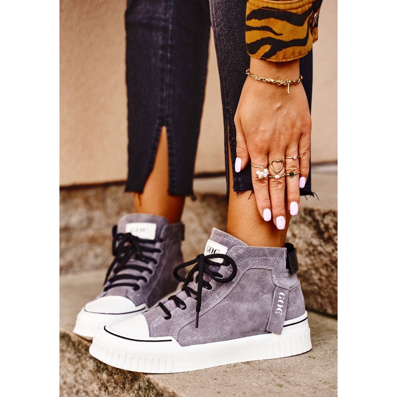 Damen Sport Lederschuhe GOE Grau GG2N3079 braun 1