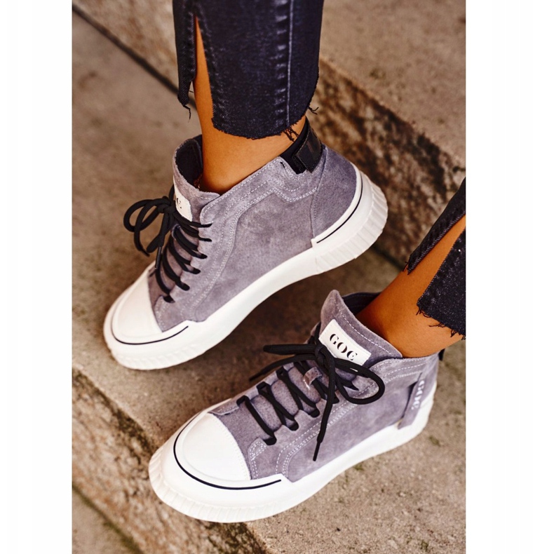 Damen Sport Lederschuhe GOE Grau GG2N3079 braun 2