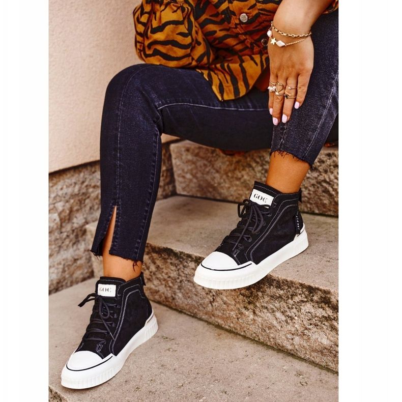 Damen Sport Lederschuhe GOE Schwarz GG2N3062 1