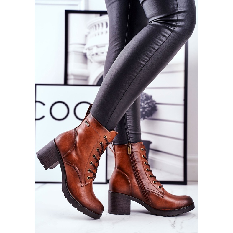 Vinceza Damenstiefel auf High Heel Brown Fiber braun 1