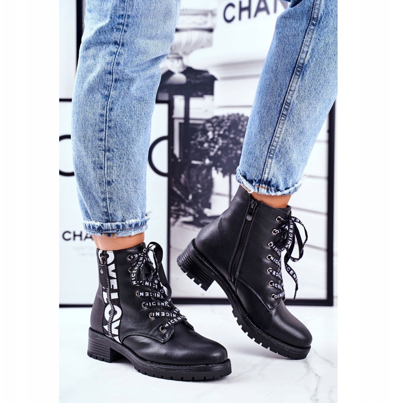 Vinceza Damenstiefel Schwarz Verso weiß 1