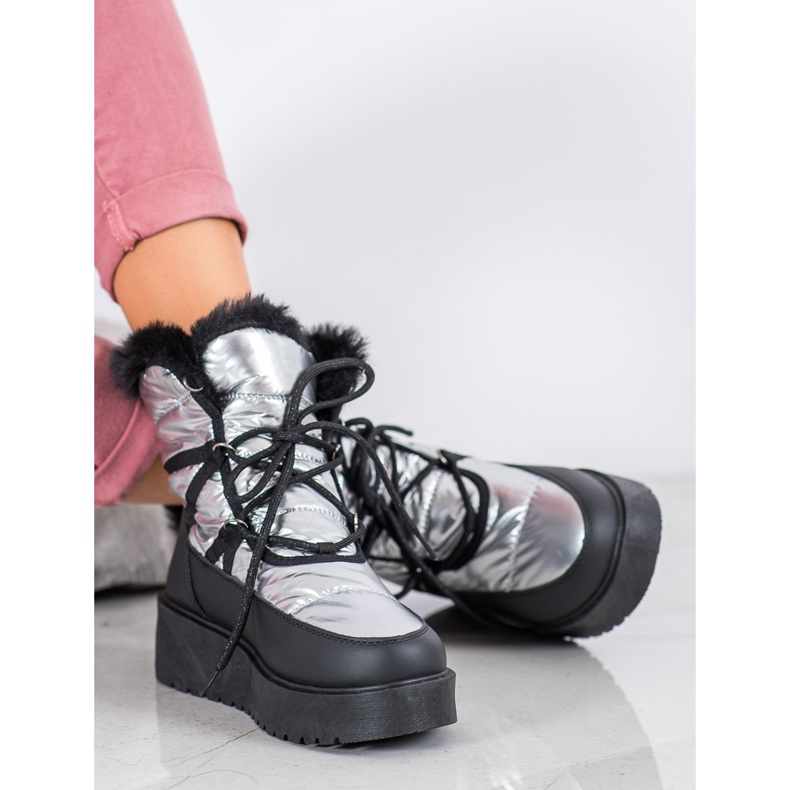 Bella Paris Modische Schneestiefel silber- grau 1