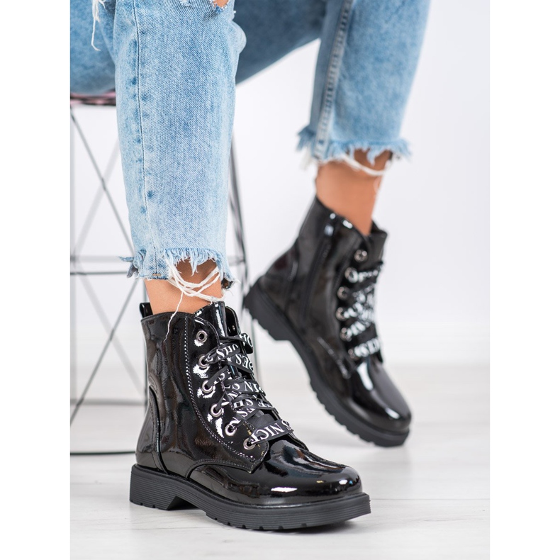 VINCEZA lackierte Arbeiter schwarz 2