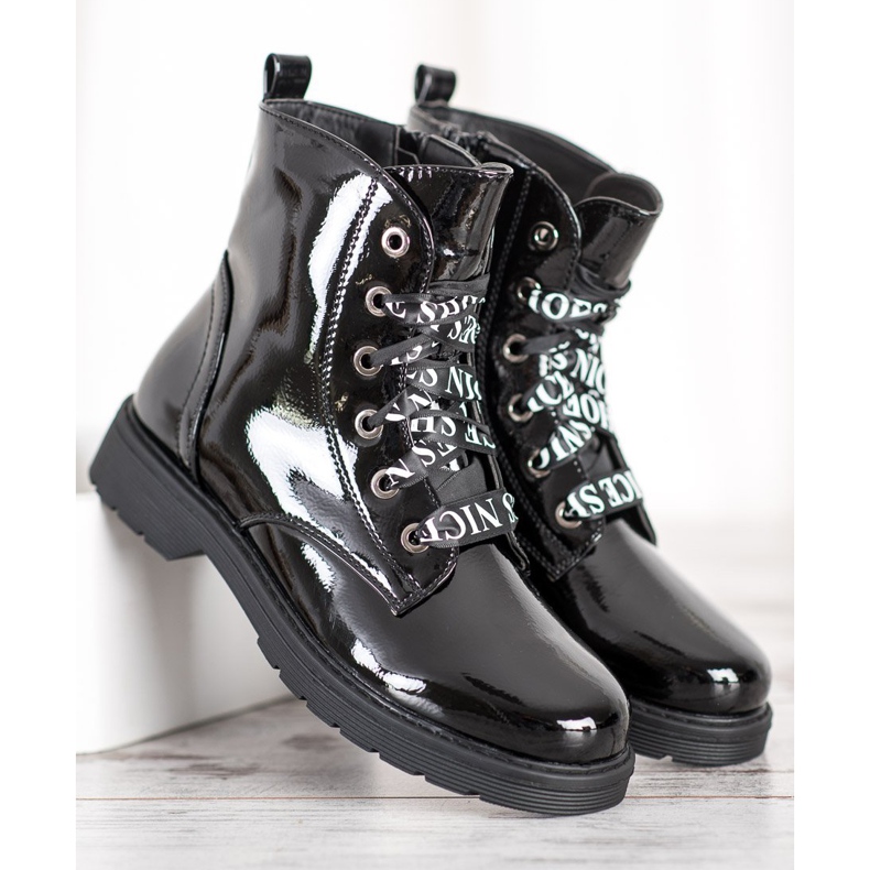 VINCEZA lackierte Arbeiter schwarz 1