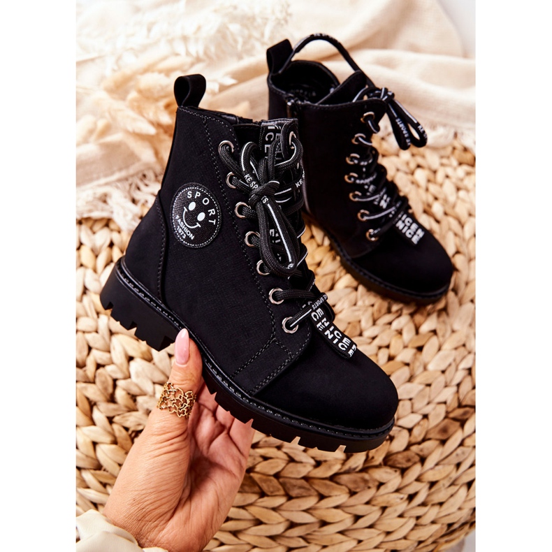 Vinceza Kinderstiefel Workers Schwarz Mini Aspen 2