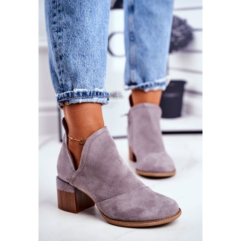 Damenstiefel auf hohem Absatz ausgeschnitten grau mini meliori 2