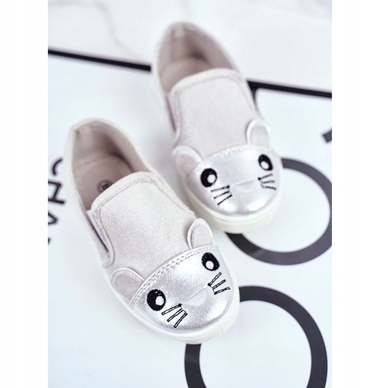 Sabana Kinder Sneaker Slip-on mit Maus Hellgrau Candys 1