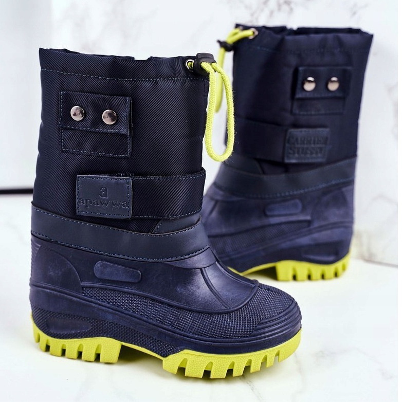 Apawwa Kinder-Schneestiefel mit Fell gewärmt Marineblau Heißer Winter 1