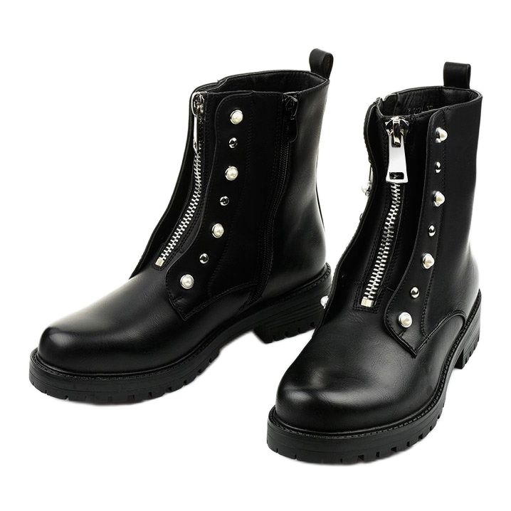 Schwarze hohe Damenstiefel mit Isadora-Reißverschluss 2