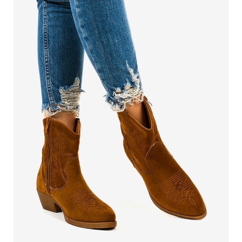 Kainella hohe Cowboystiefel aus Wildleder in Braun 1